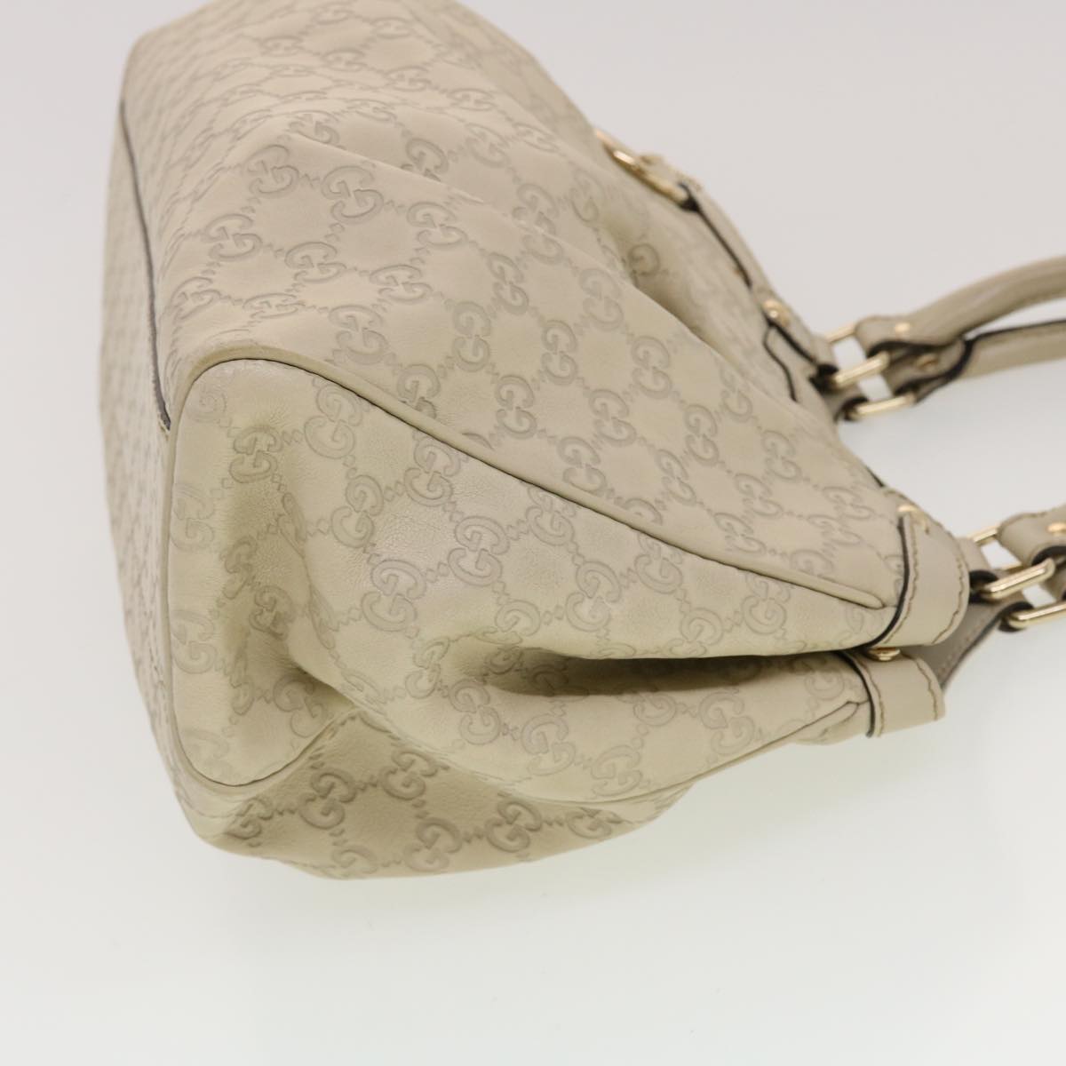 GUCCI Guccissima Hand Bag Leather White 211944 Auth bs5554