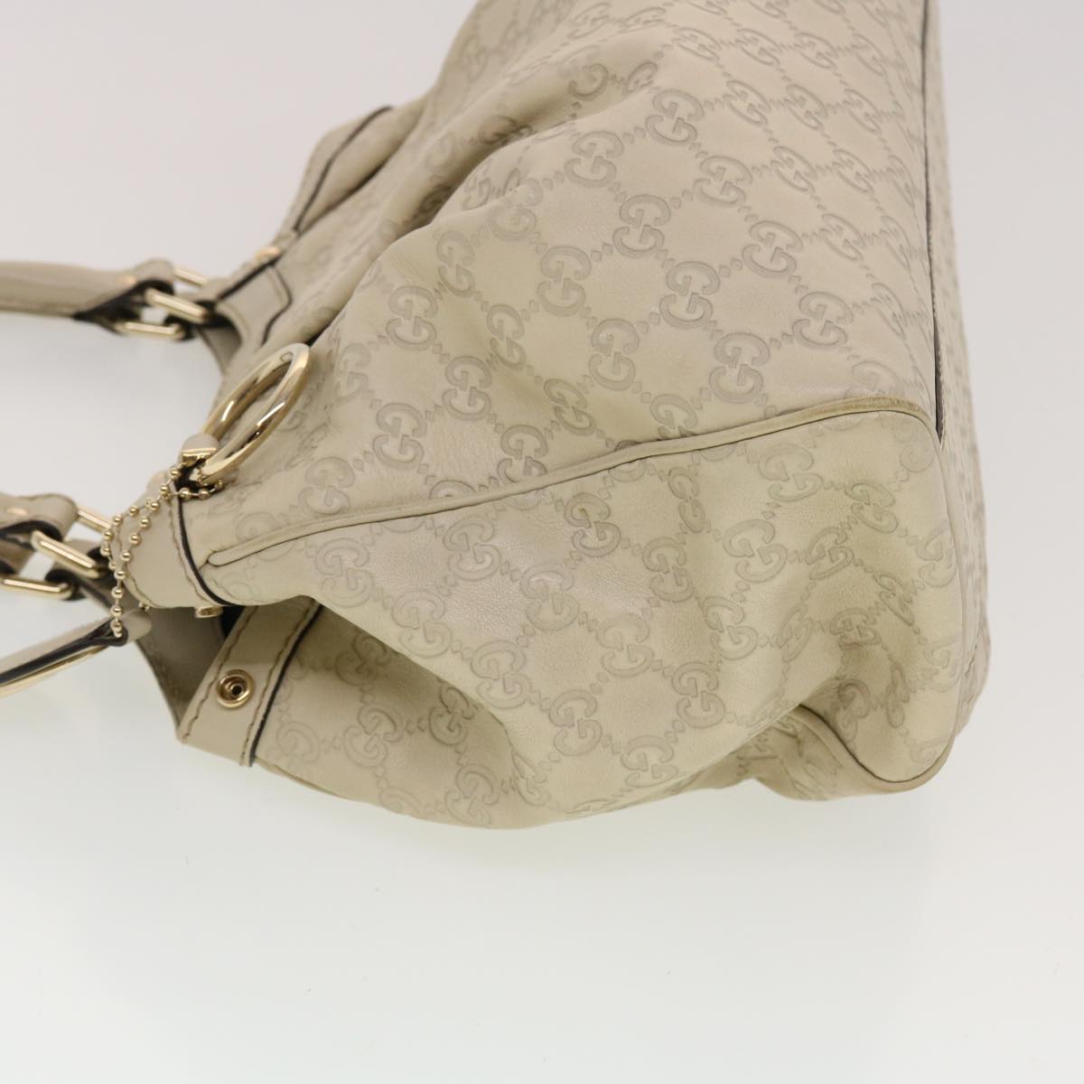 GUCCI Guccissima Hand Bag Leather White 211944 Auth bs5554