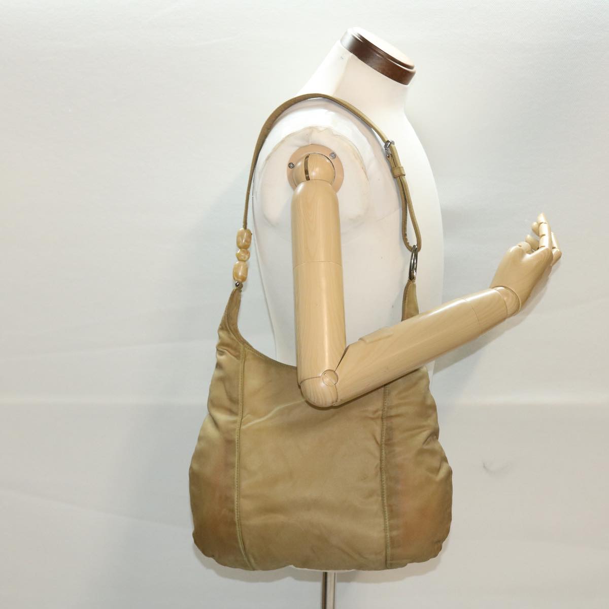 Christian Dior Shoulder Bag Nylon Khaki Auth bs5617