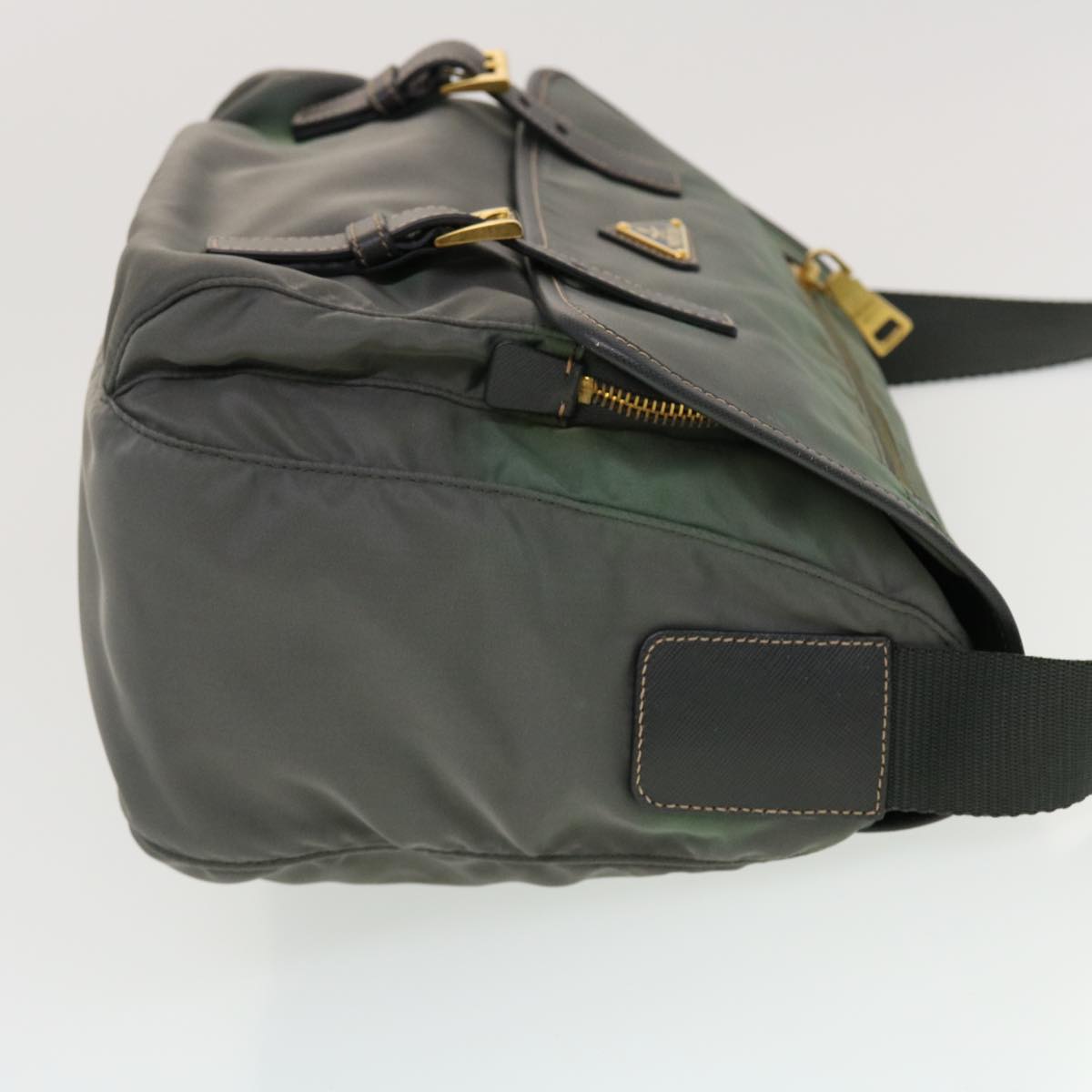 PRADA Shoulder Bag Nylon Gray Auth bs5638