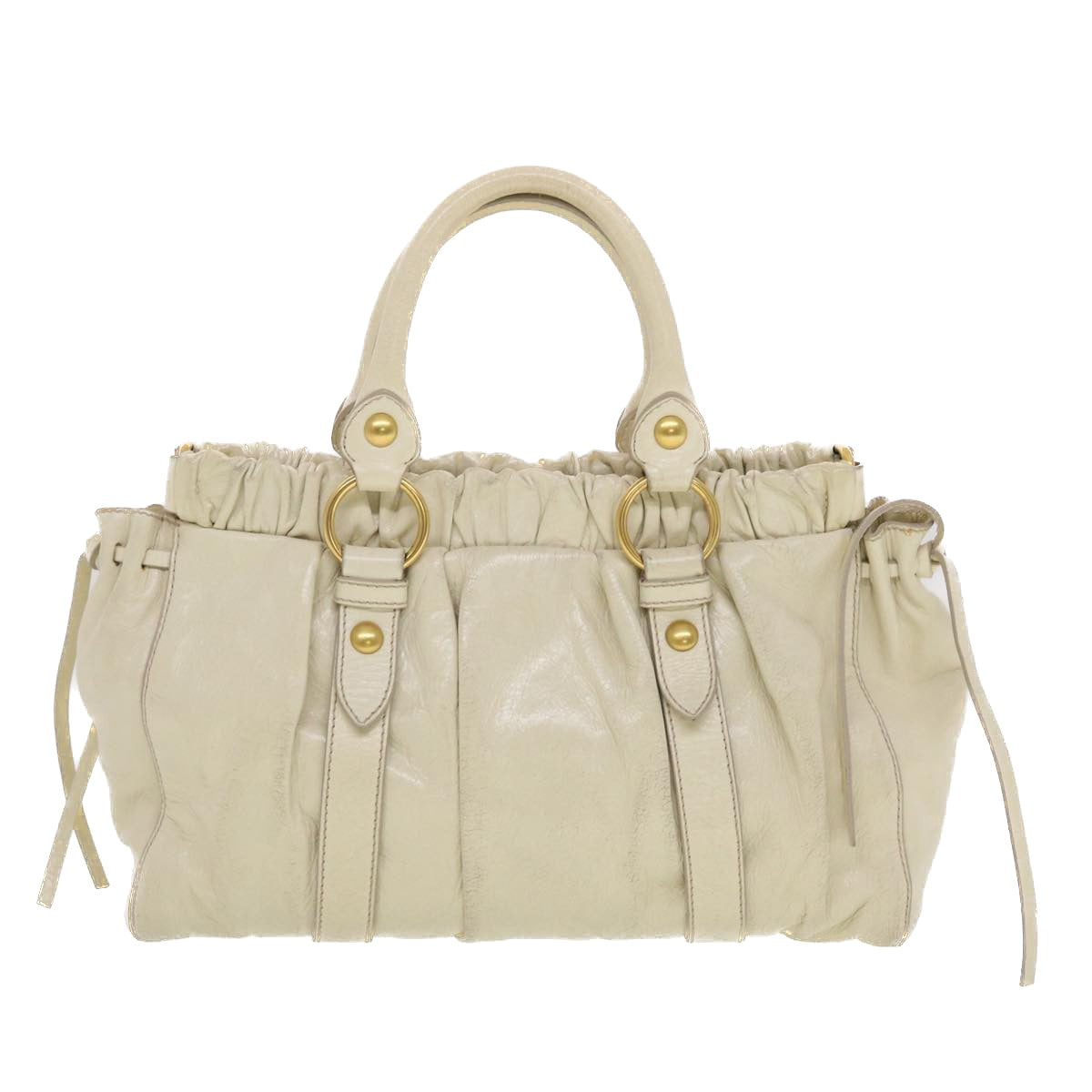 Miu Miu Hand Bag Leather 2way Shoulder Bag White Auth bs5677 - 0