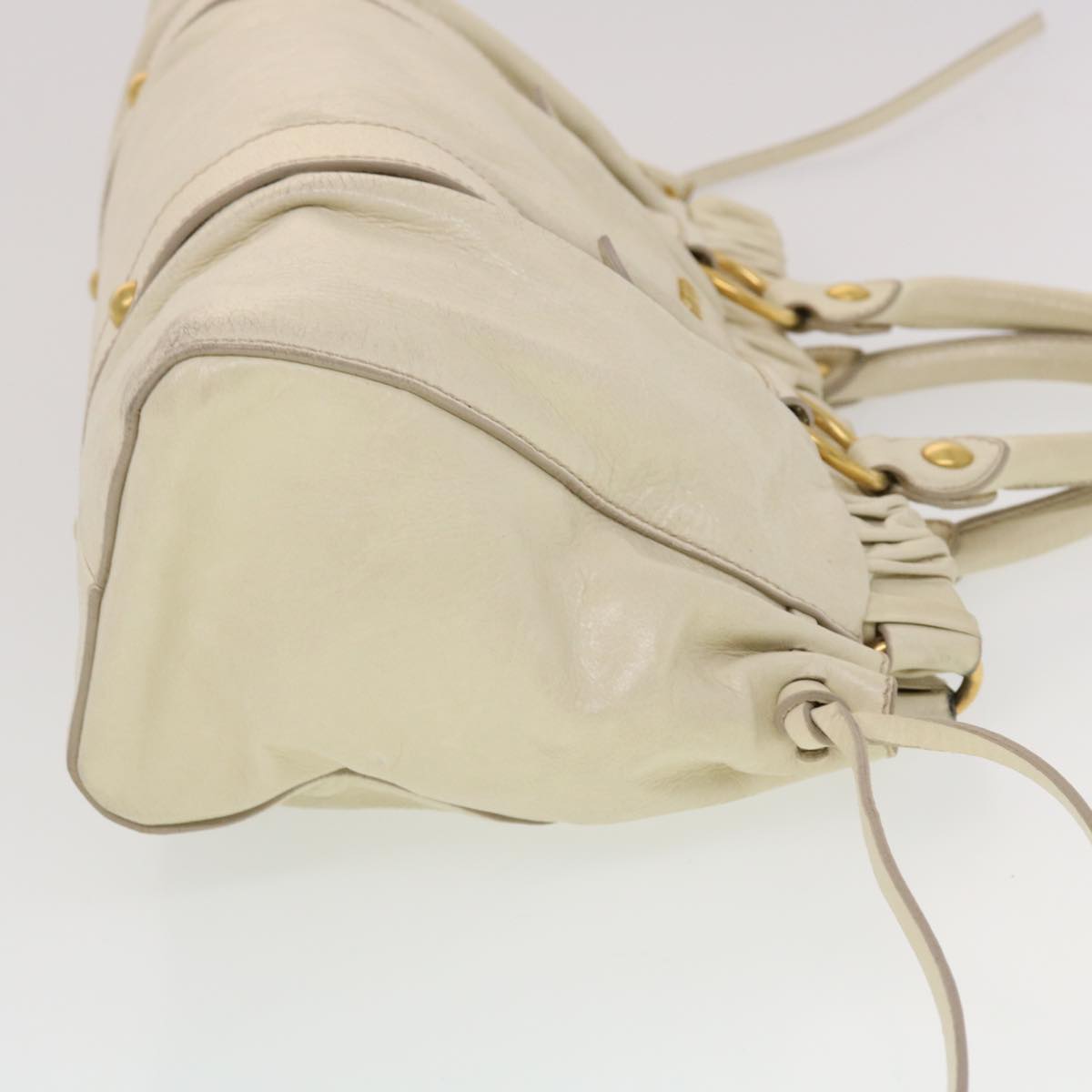 Miu Miu Hand Bag Leather 2way Shoulder Bag White Auth bs5677