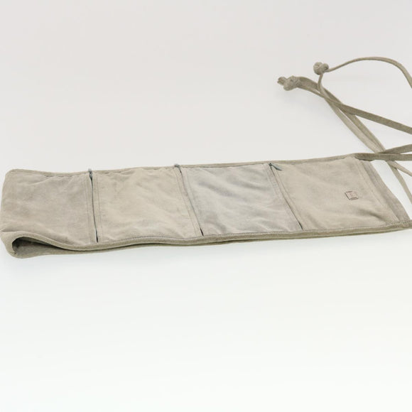 CHANEL Wall Hanging Pouch Suede Gray CC Auth bs5681