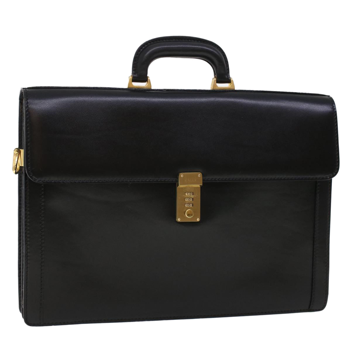 BALLY Business Bag Leather 2way Black Auth bs5682