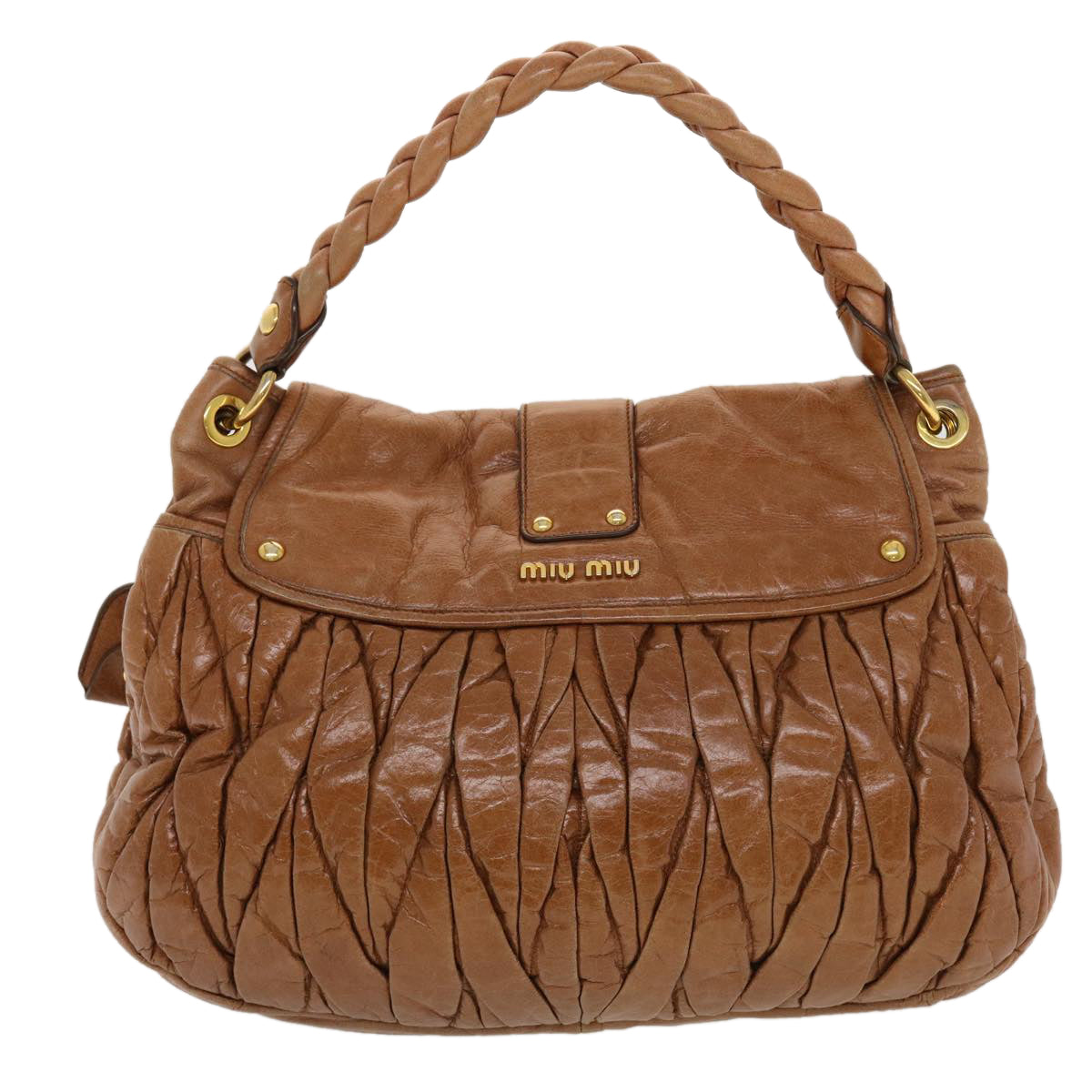 Miu Miu Shoulder Bag Leather Brown Auth bs5687 - 0