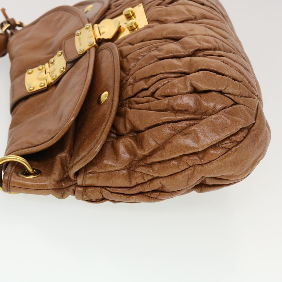 Miu Miu Shoulder Bag Leather Brown Auth bs5687