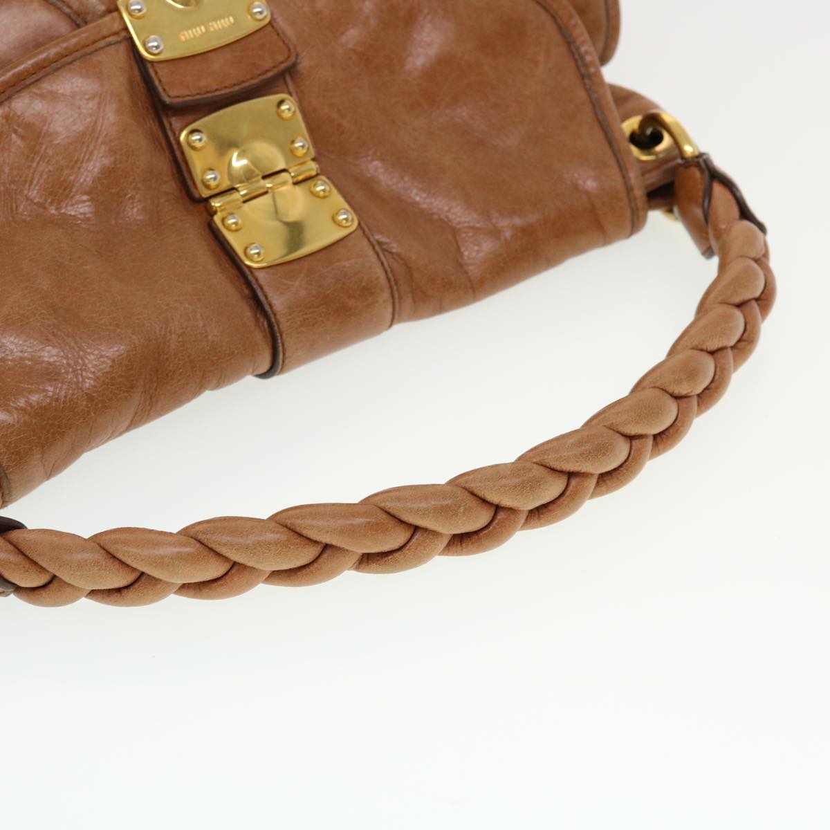 Miu Miu Shoulder Bag Leather Brown Auth bs5687