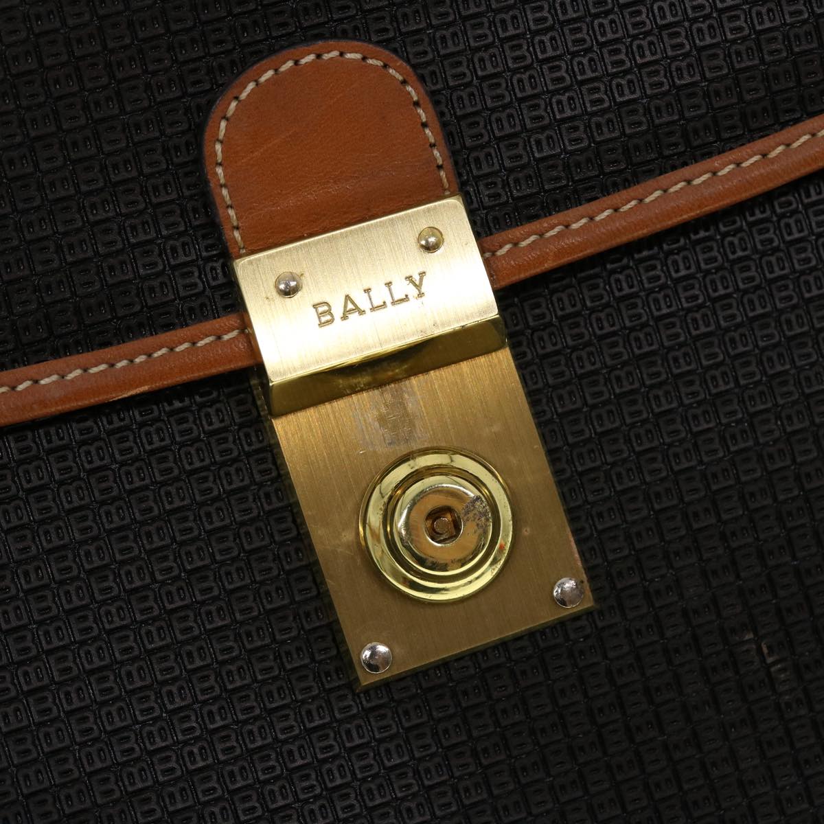 BALLY Hand Bag PVC Leather Black Auth bs5693