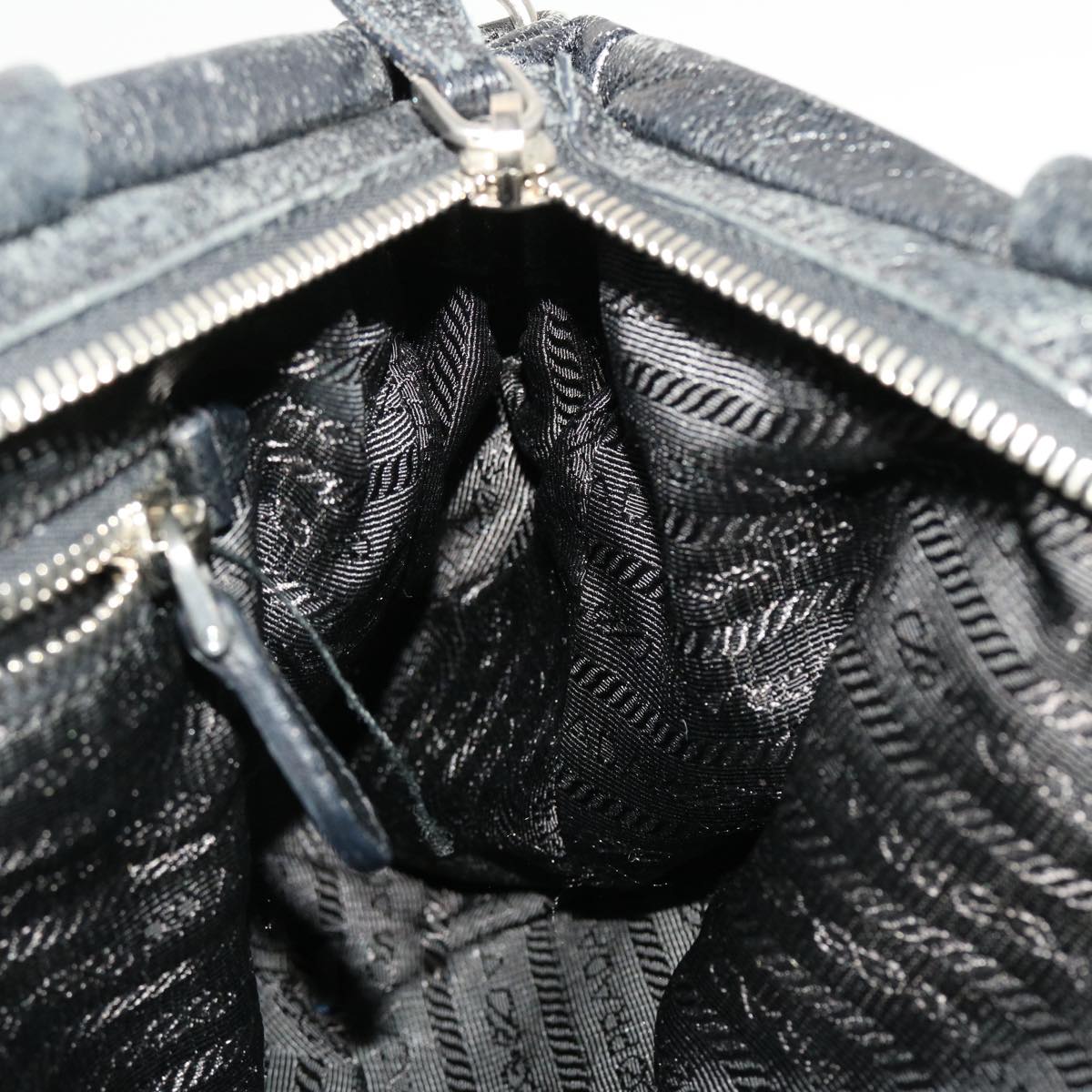 PRADA Hand Bag Leather 2way Black Auth bs5705