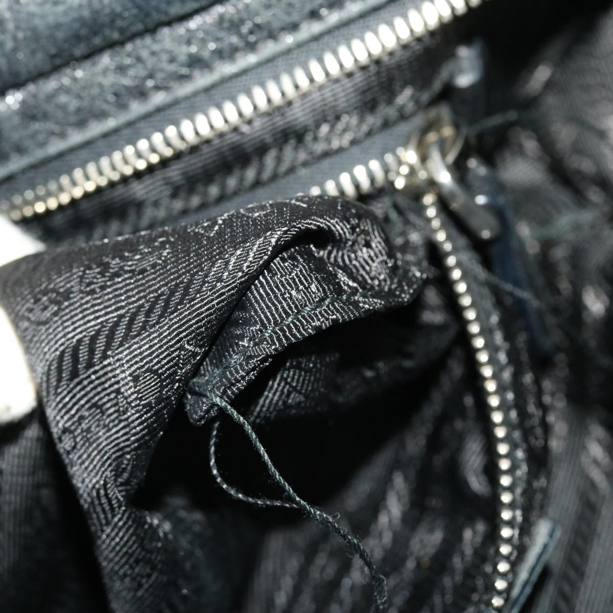 PRADA Hand Bag Leather 2way Black Auth bs5705