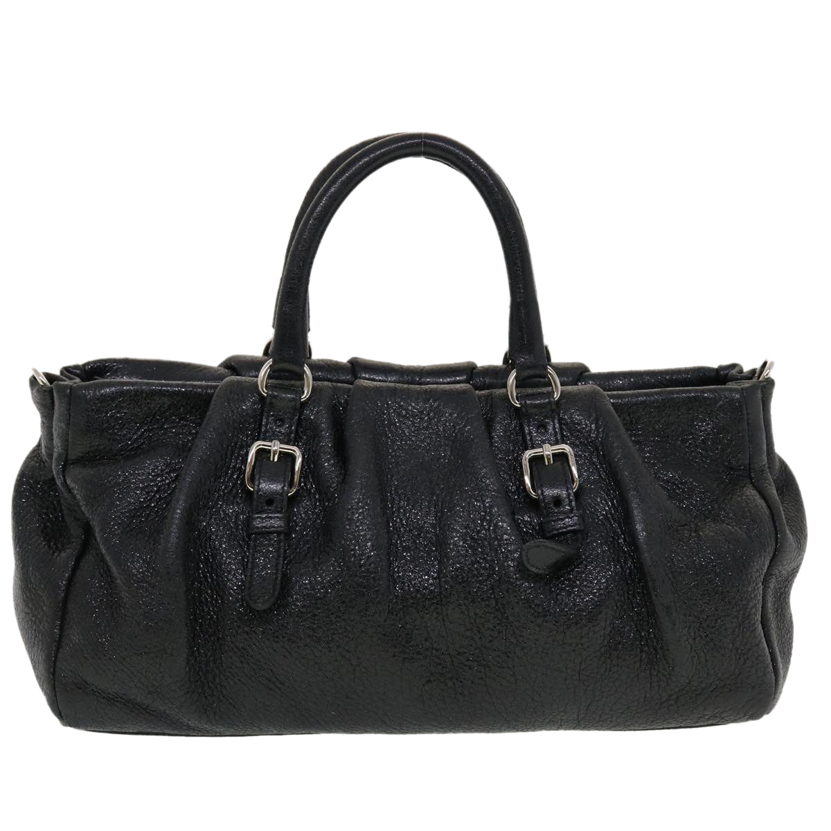 PRADA Hand Bag Leather 2way Black Auth bs5705 - 0