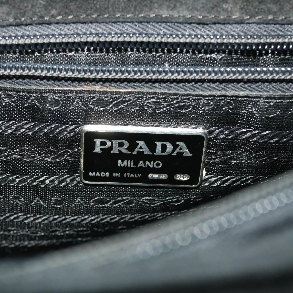 PRADA Hand Bag Suede Black Auth bs5708