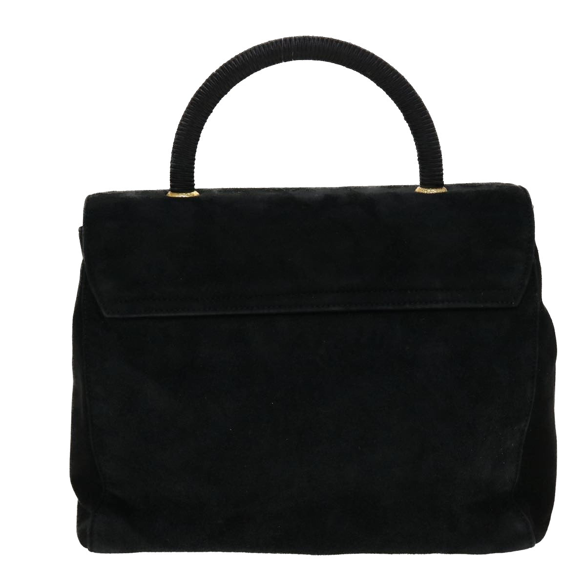 PRADA Hand Bag Suede Black Auth bs5708 - 0