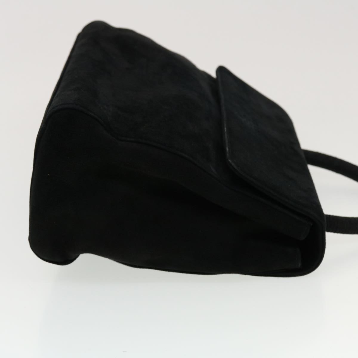 PRADA Hand Bag Suede Black Auth bs5708