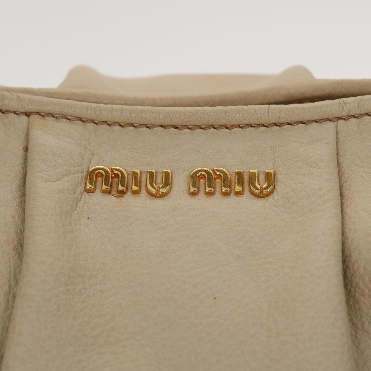 Miu Miu Shoulder Bag Leather Beige Auth bs5725