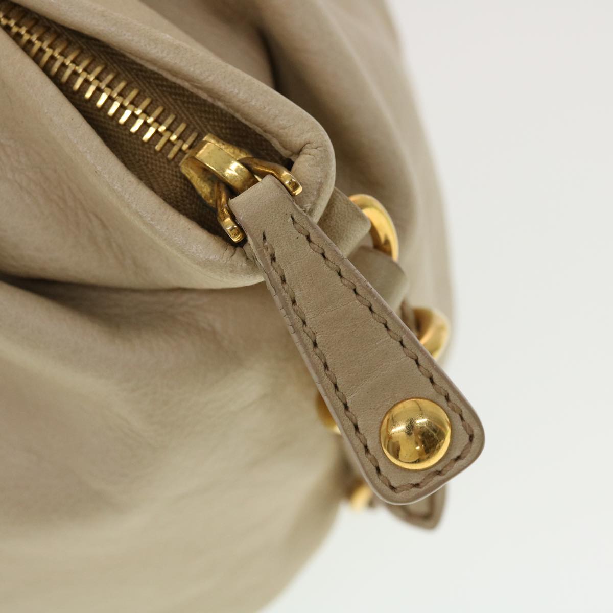 Miu Miu Shoulder Bag Leather Beige Auth bs5725