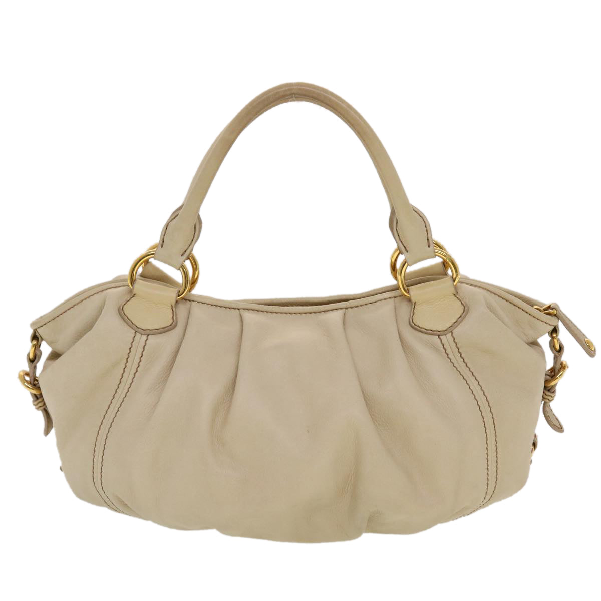 Miu Miu Shoulder Bag Leather Beige Auth bs5725