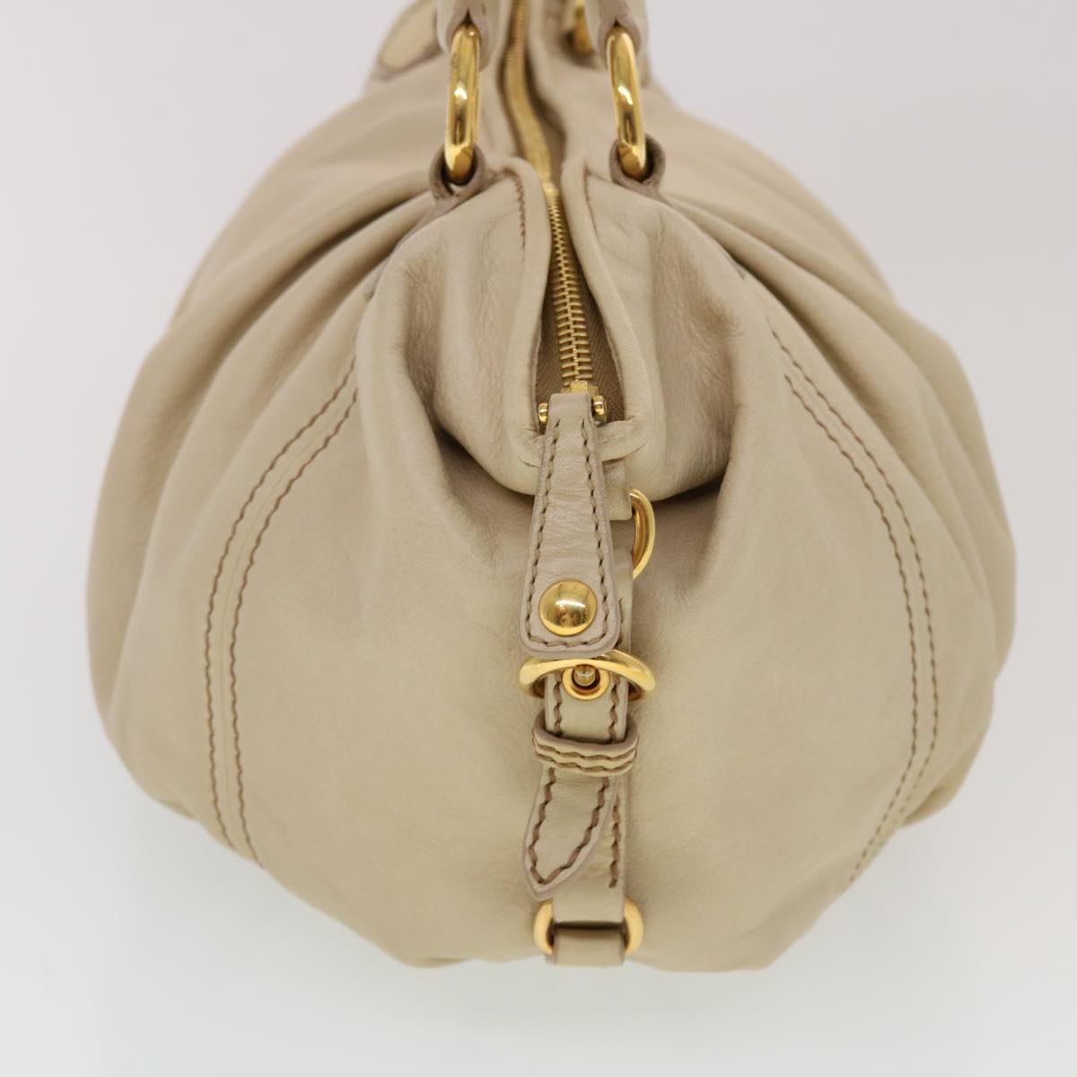 Miu Miu Shoulder Bag Leather Beige Auth bs5725