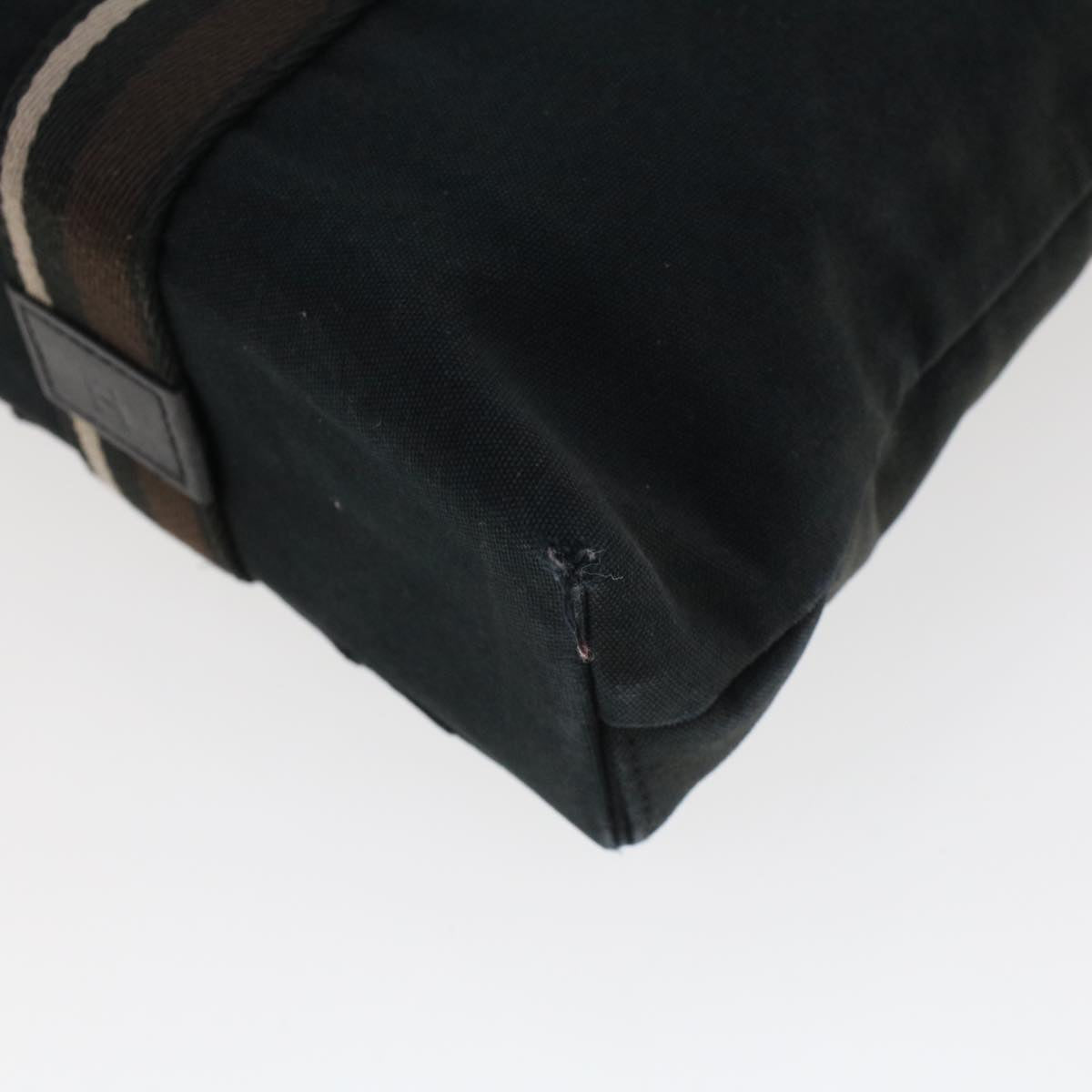 HERMES Trocha Horizontal Tote Bag Canvas Black Auth bs5727