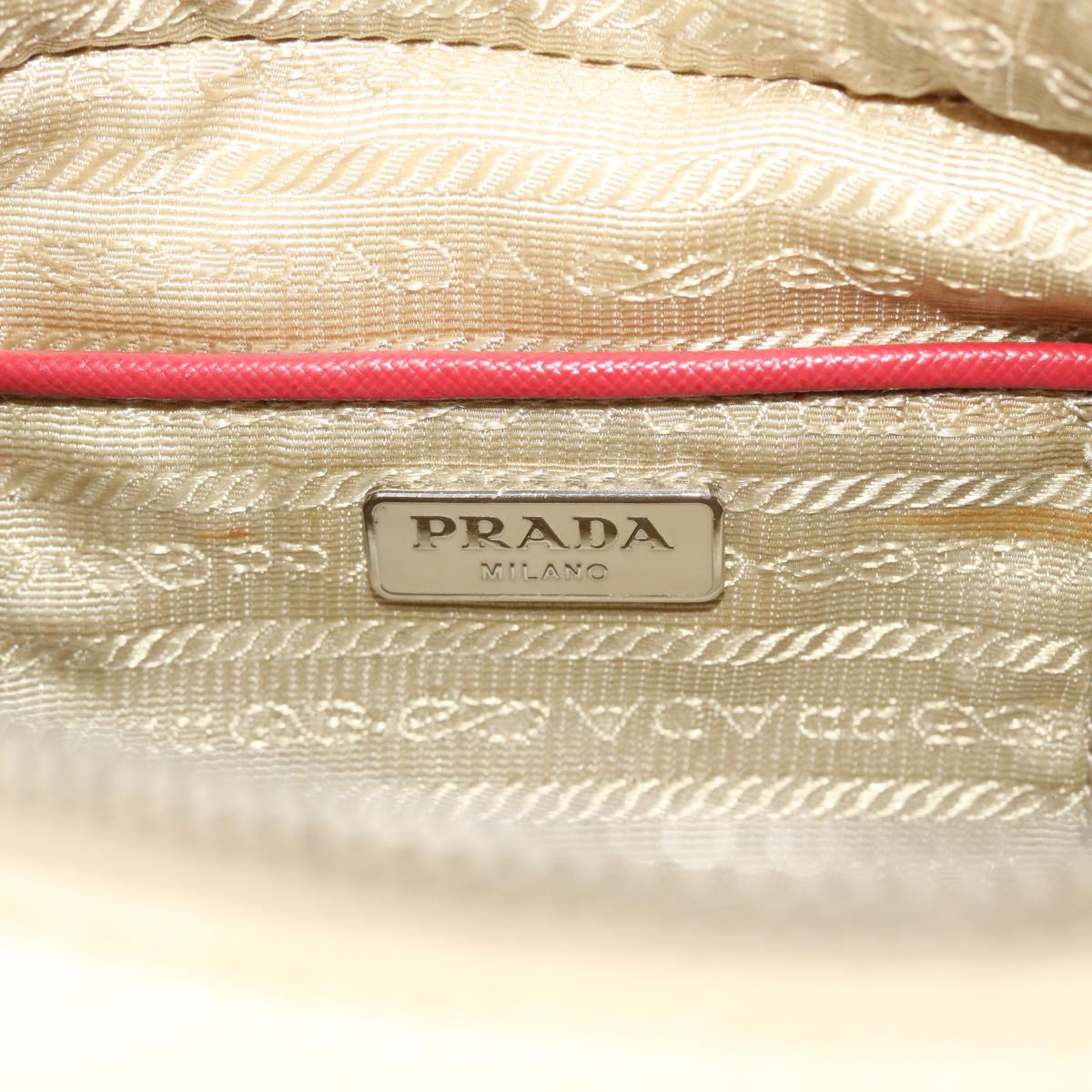 PRADA Chain Shoulder Bag Nylon White Auth bs5734