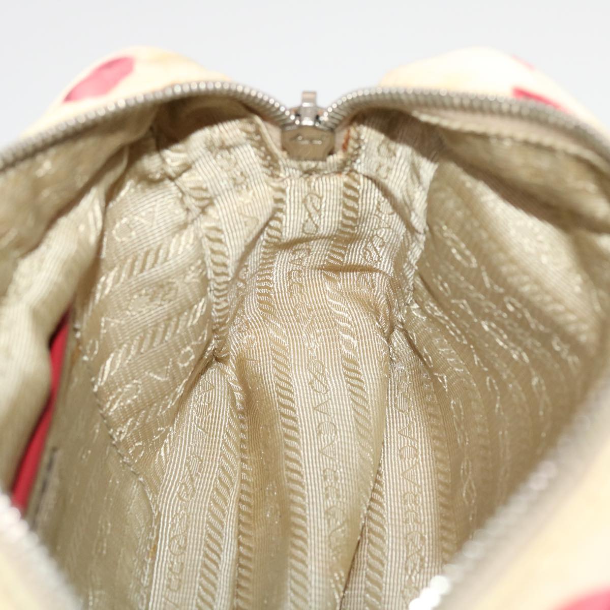 PRADA Chain Shoulder Bag Nylon White Auth bs5734