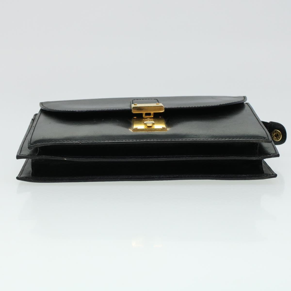 BALLY Shoulder Clutch Bag Leather 2Set Black Auth bs5759
