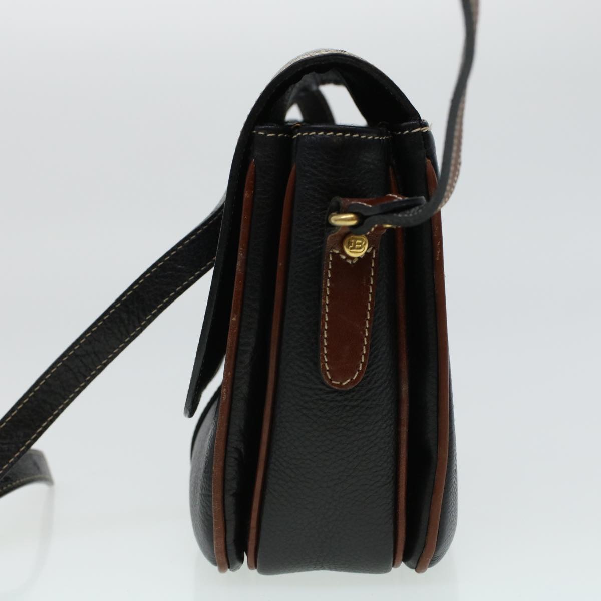 BALLY Shoulder Clutch Bag Leather 2Set Black Auth bs5759