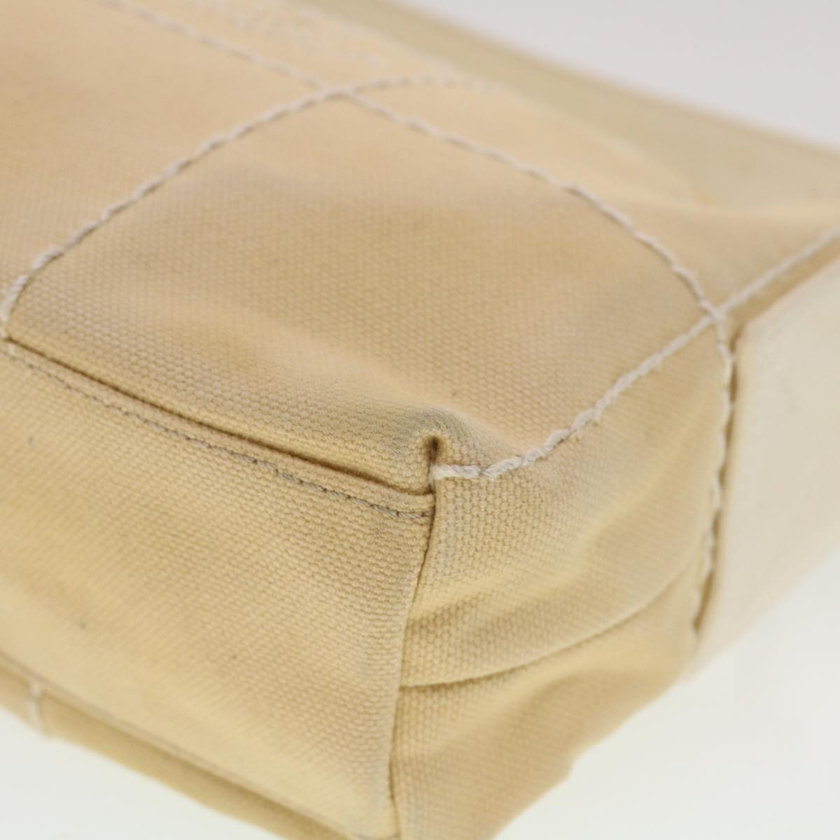 CHANEL Choco Bar Shoulder Bag Canvas Beige CC Auth bs5780