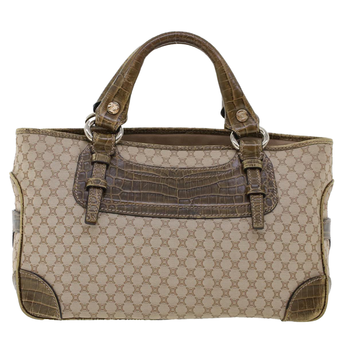 CELINE Macadam Canvas Boogie Bag Hand Bag Beige WC-ST-0068 Auth bs5785 - 0