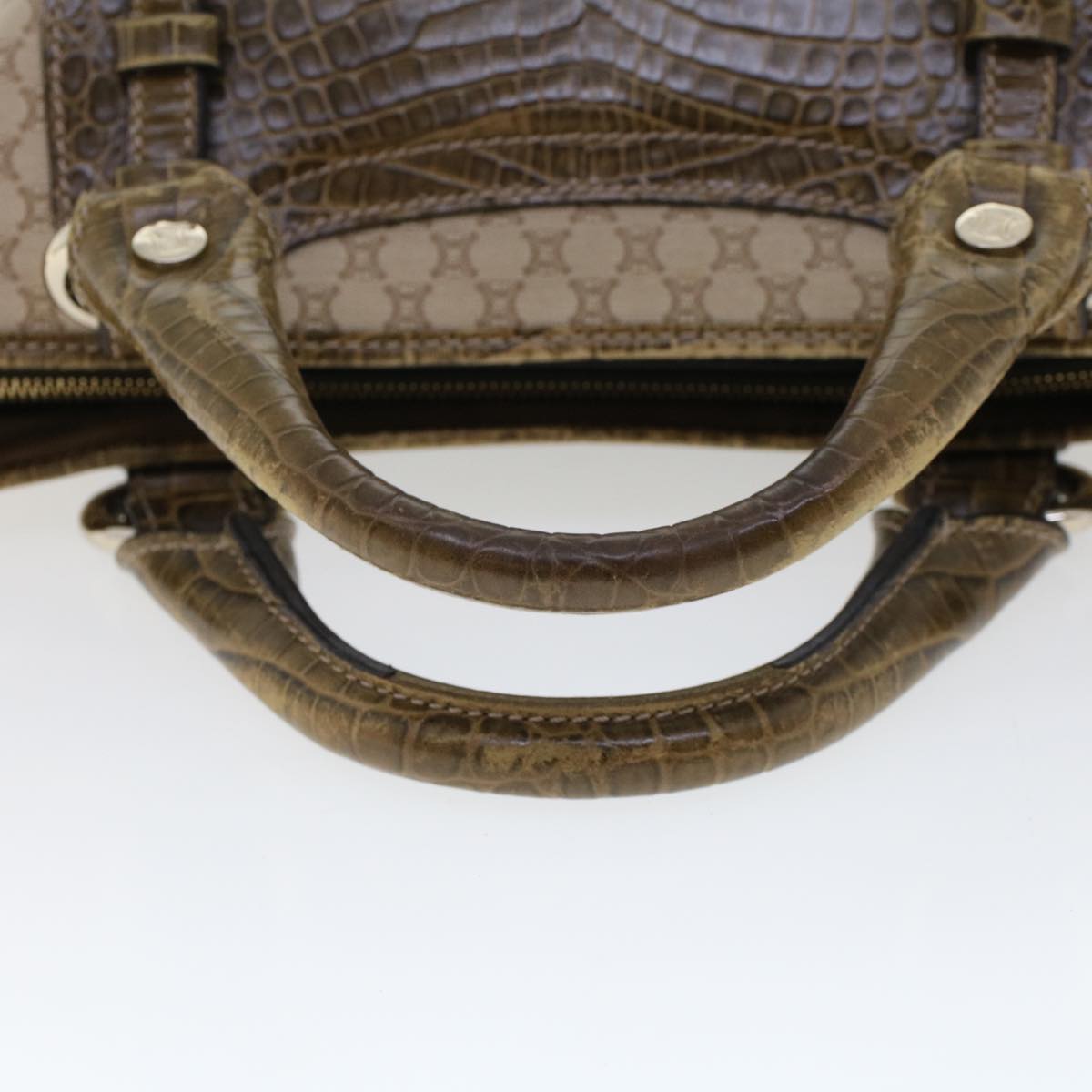 CELINE Macadam Canvas Boogie Bag Hand Bag Beige WC-ST-0068 Auth bs5785