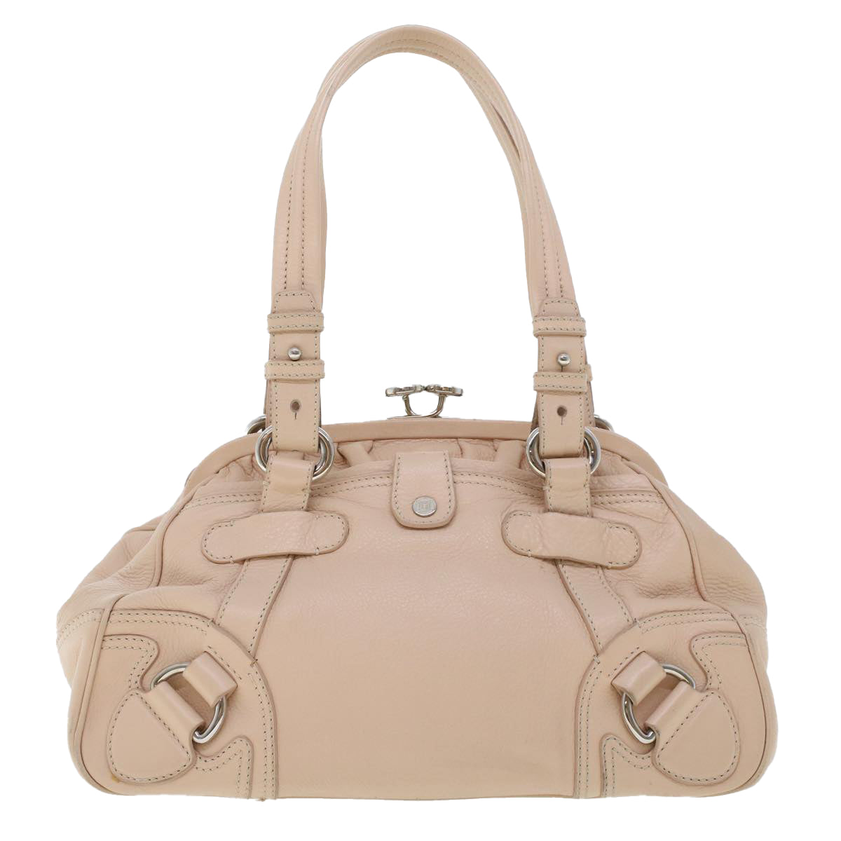 CELINE Shoulder Bag Leather Pink Auth bs5788