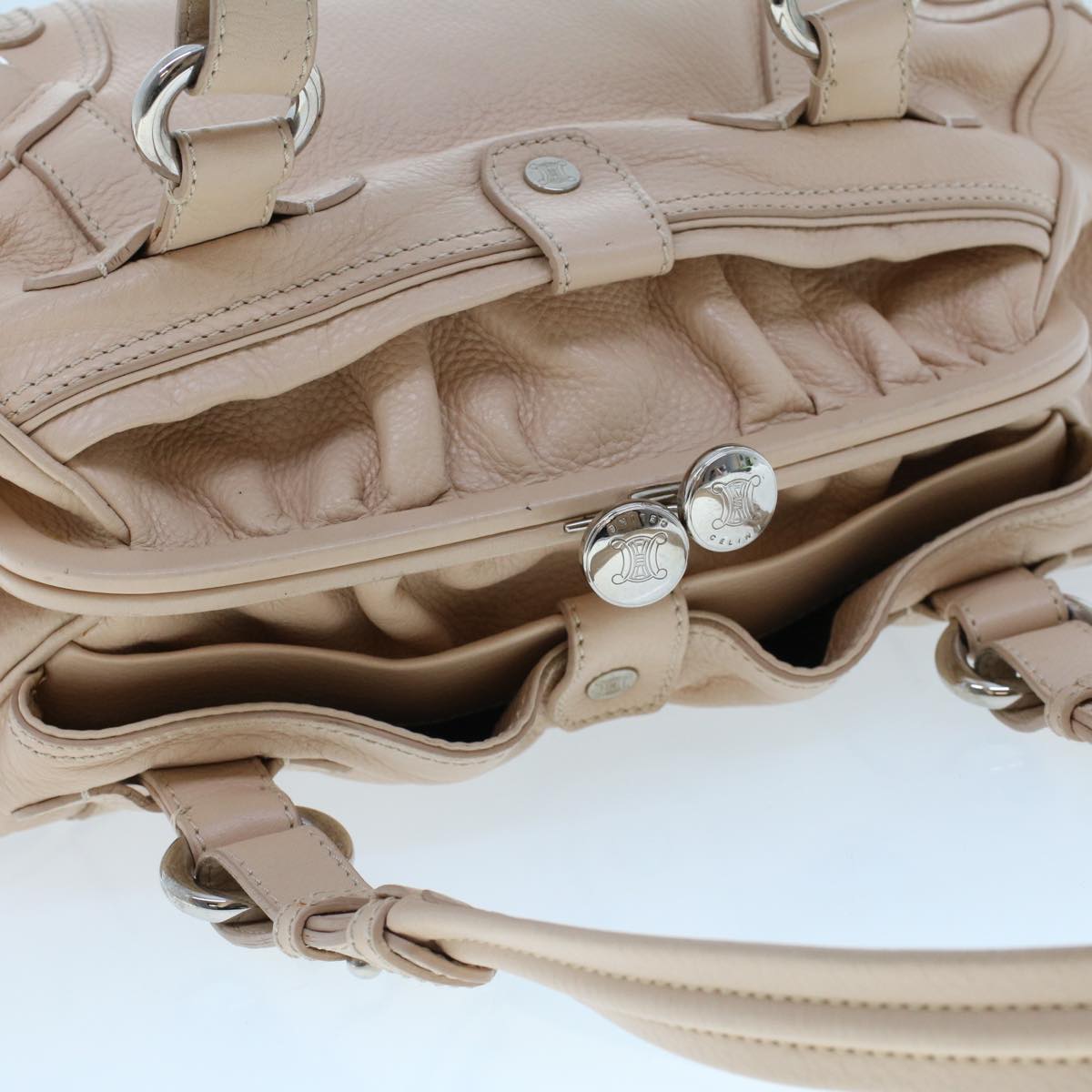 CELINE Shoulder Bag Leather Pink Auth bs5788