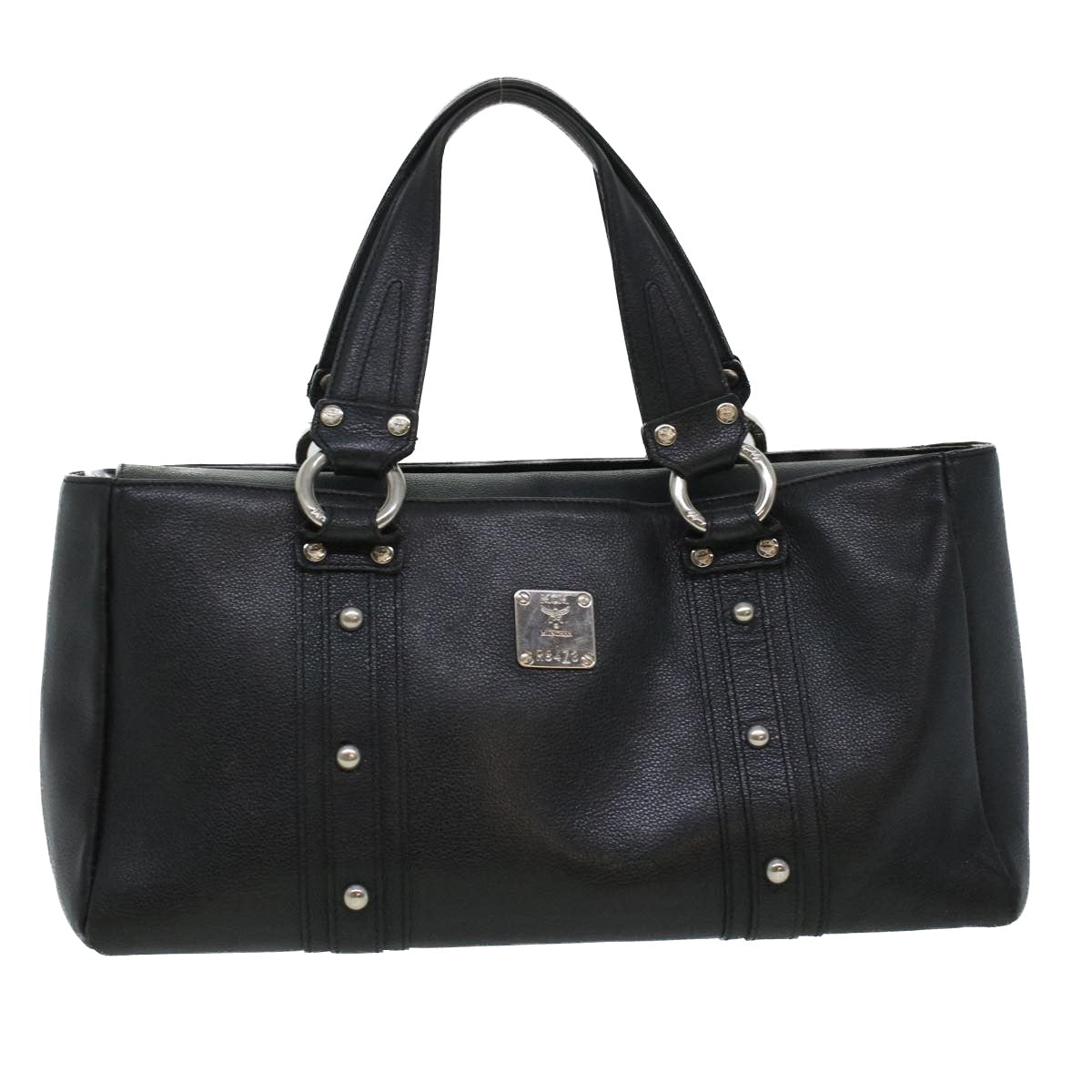 MCM Hand Bag Leather Black Auth bs5850