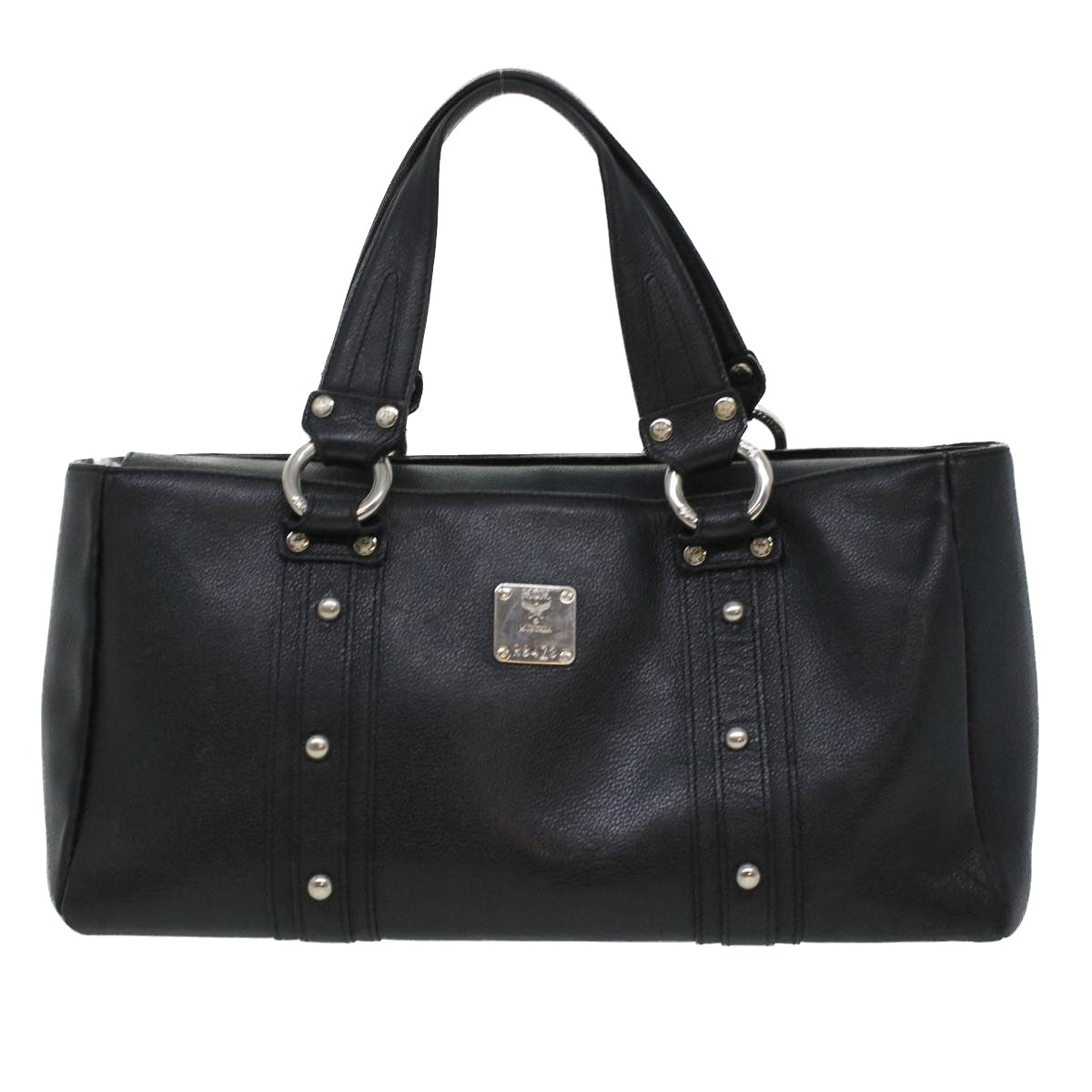 MCM Hand Bag Leather Black Auth bs5850