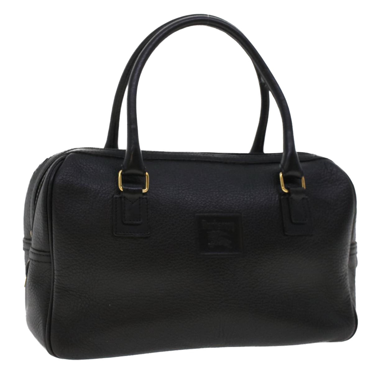 Burberrys Hand Bag Leather Black Auth bs5874