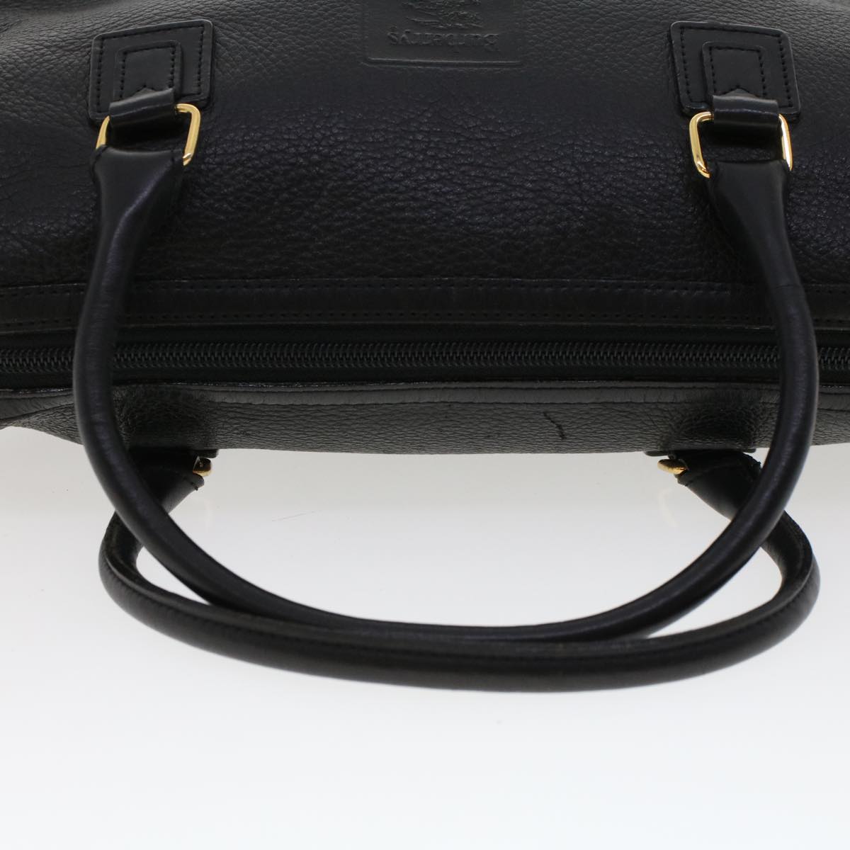 Burberrys Hand Bag Leather Black Auth bs5874