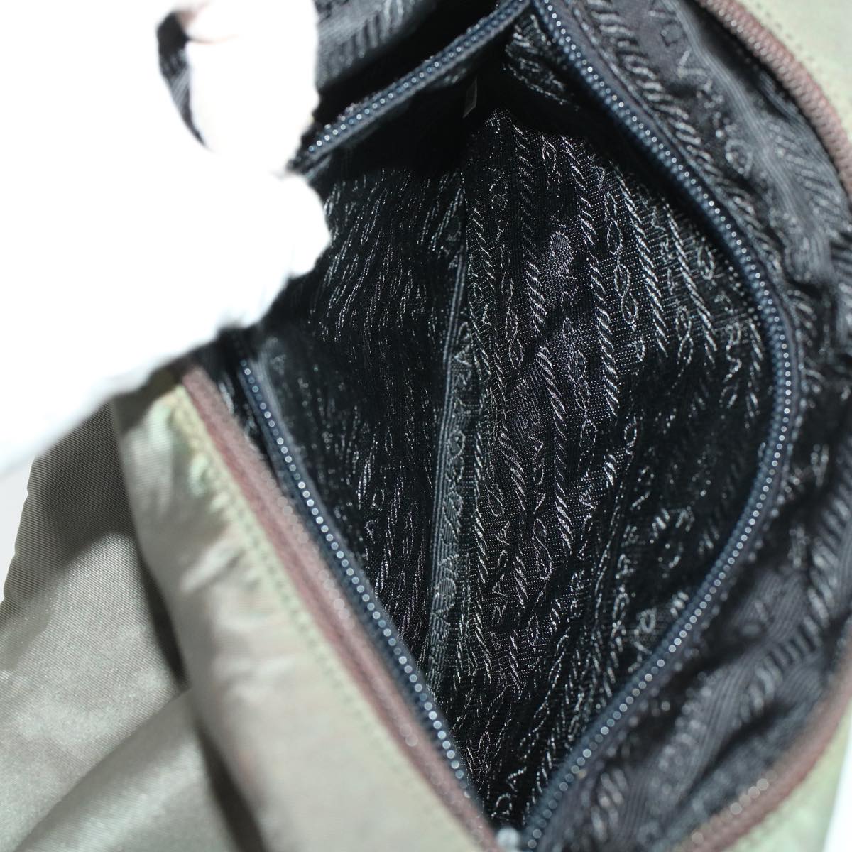 PRADA Shoulder Bag Nylon Khaki Auth bs5883