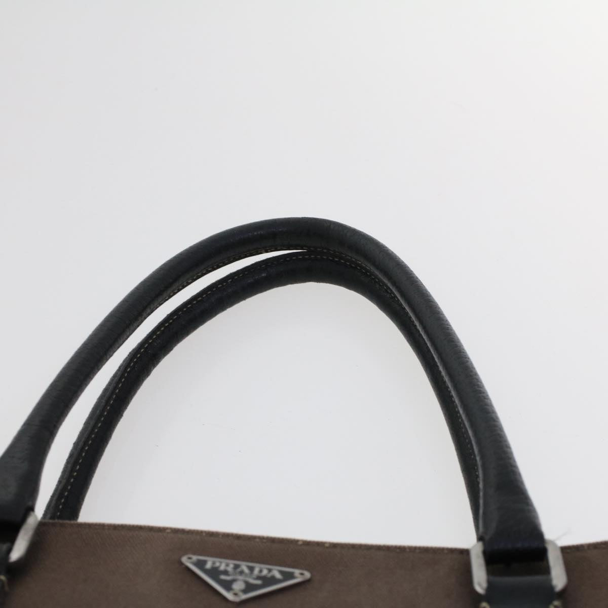PRADA Tote Bag Canvas Leather Brown Auth bs5887