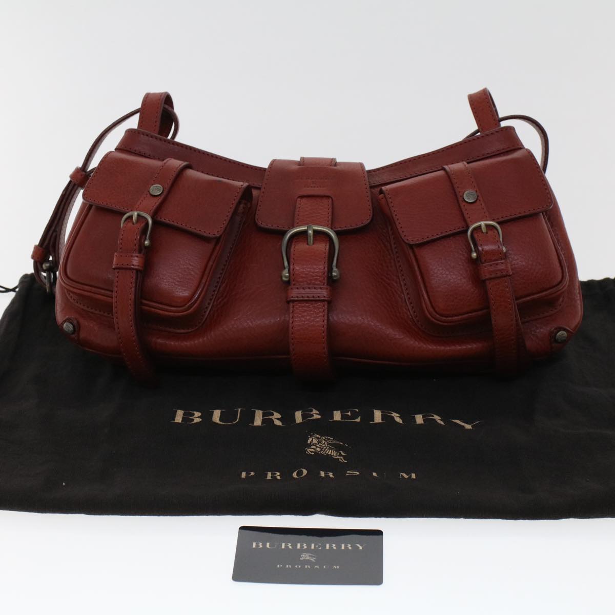 BURBERRY Shoulder Bag Leather Brown Auth bs5922