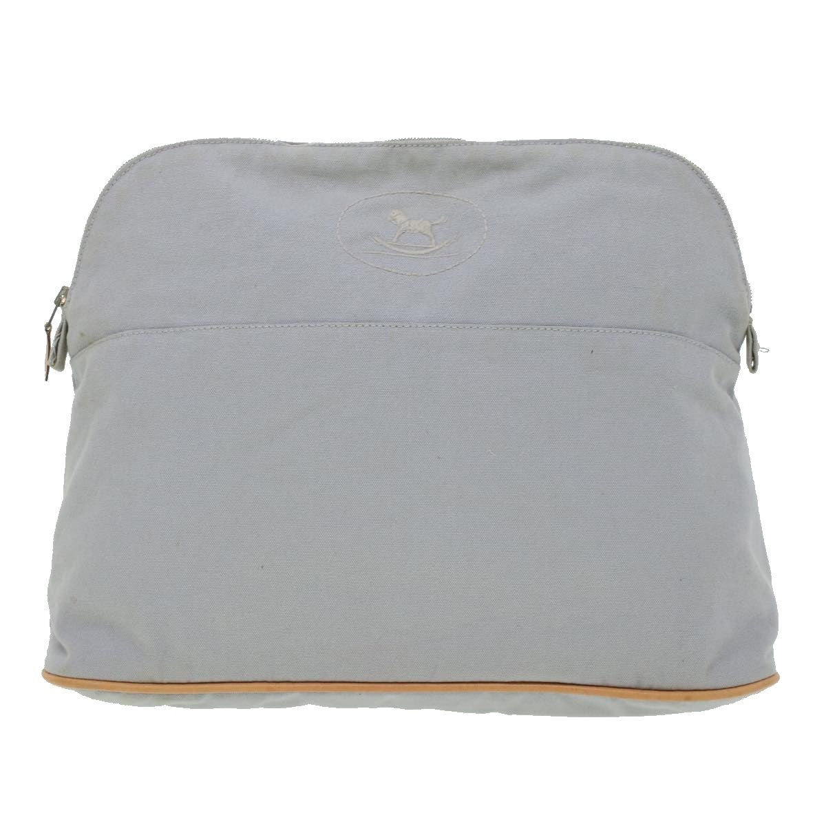 HERMES Bolide Pouch GM Pouch Canvas Gray Auth bs5939