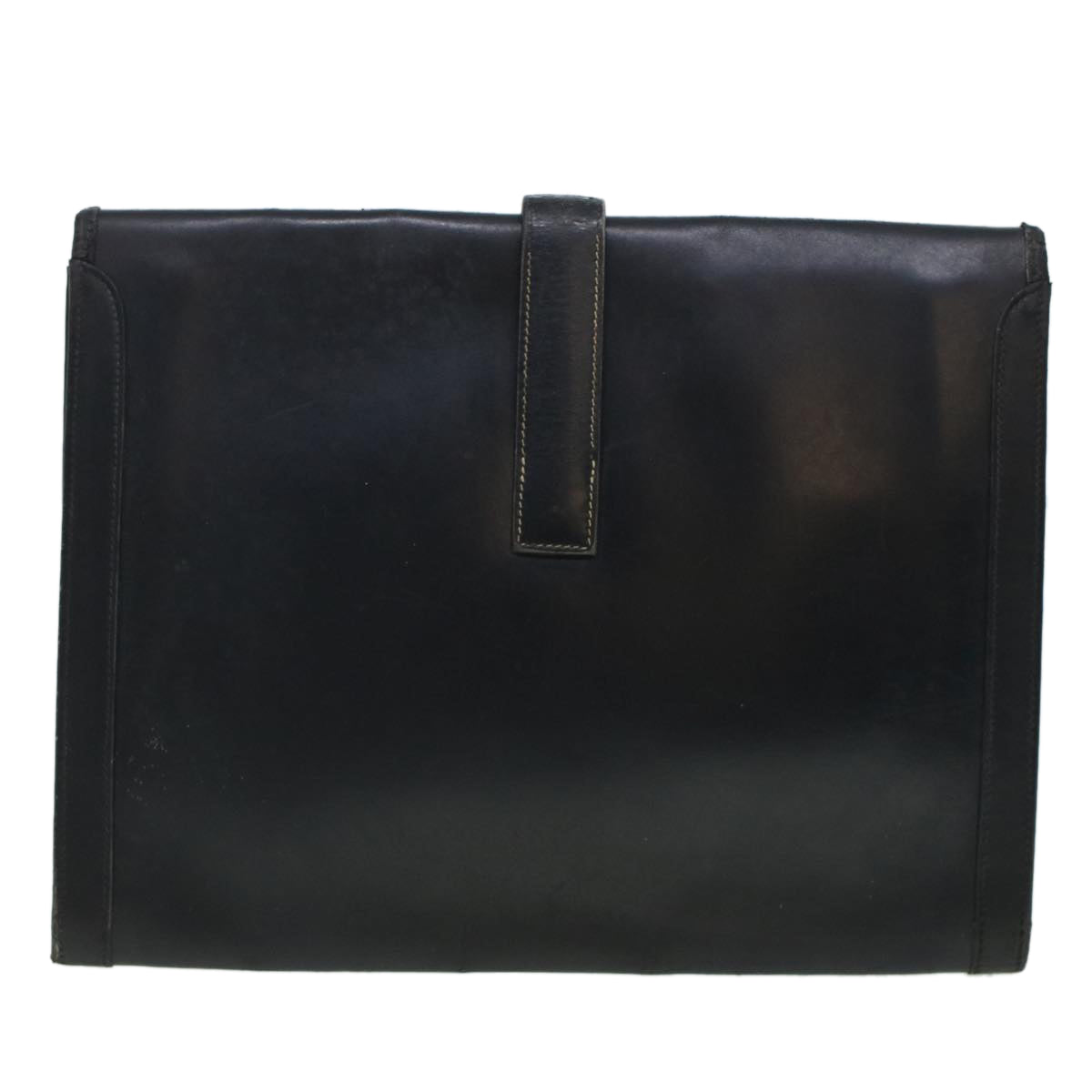 HERMES Giger GM Clutch Bag Leather Black Auth bs5943 - 0