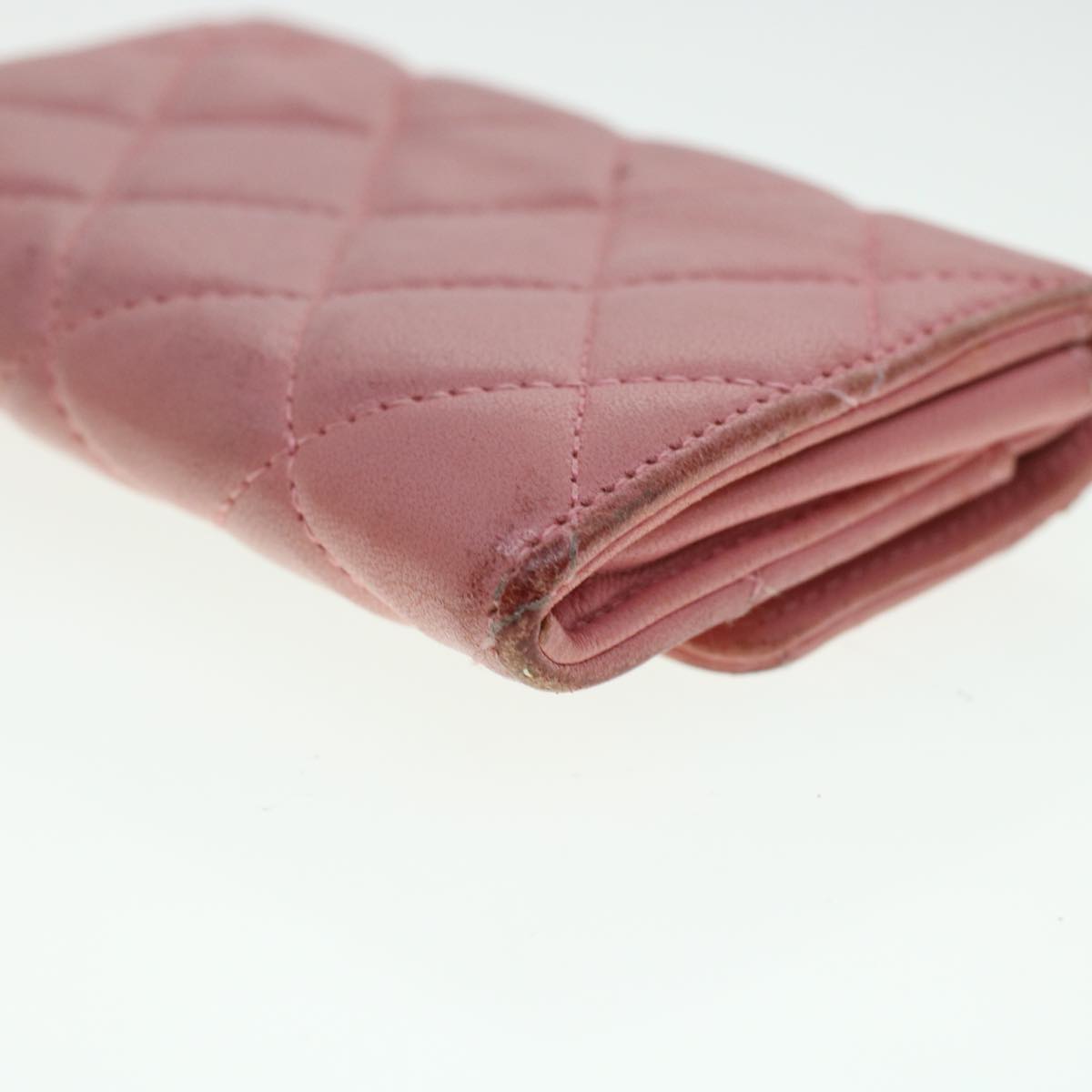 CHANEL Matelasse Coin Purse Lamb Skin Pink CC Auth bs5967