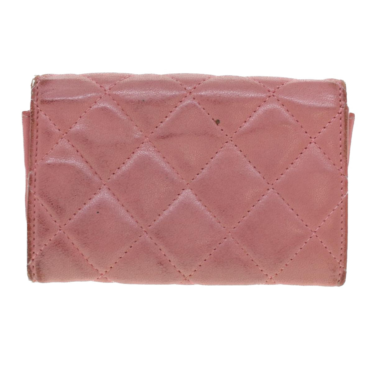 CHANEL Matelasse Coin Purse Lamb Skin Pink CC Auth bs5967 - 0