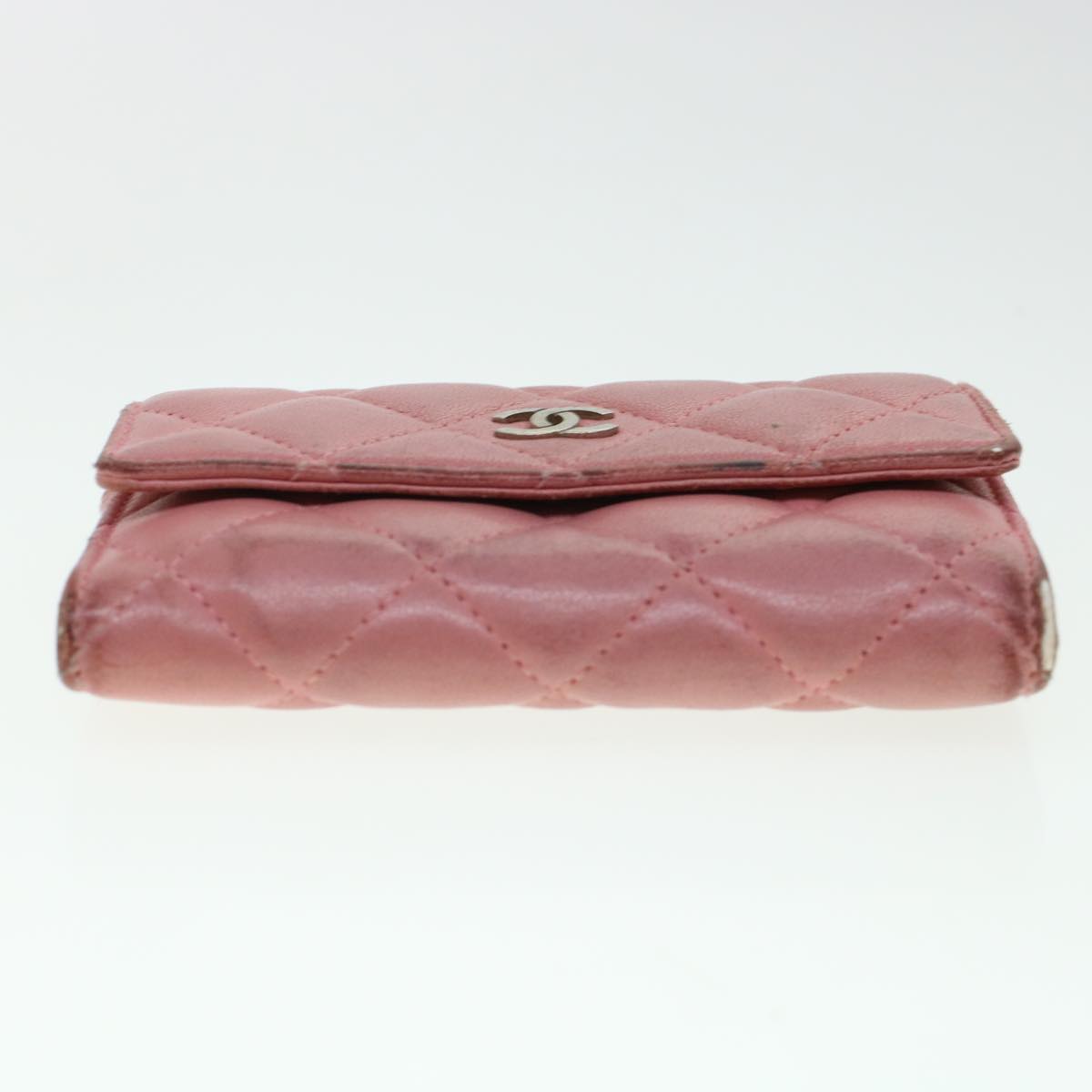 CHANEL Matelasse Coin Purse Lamb Skin Pink CC Auth bs5967