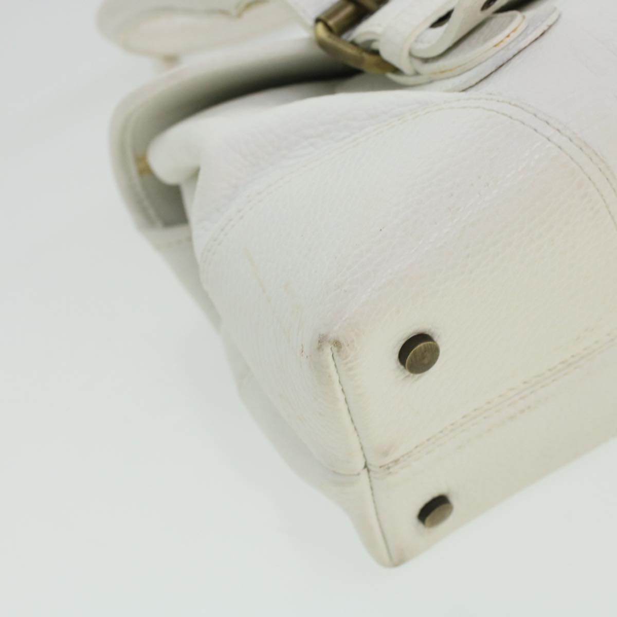 BURBERRY Shoulder Bag Leather White Auth bs5985