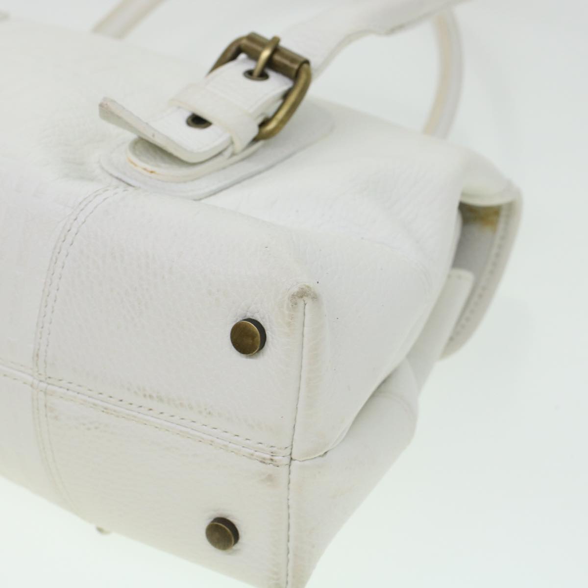 BURBERRY Shoulder Bag Leather White Auth bs5985