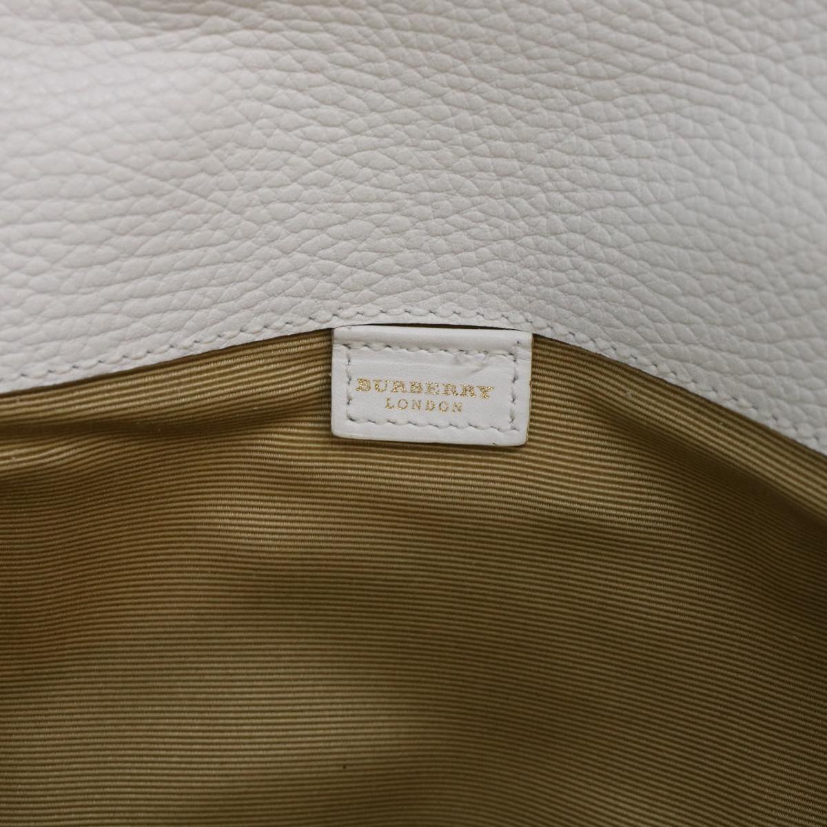 BURBERRY Shoulder Bag Leather White Auth bs5985