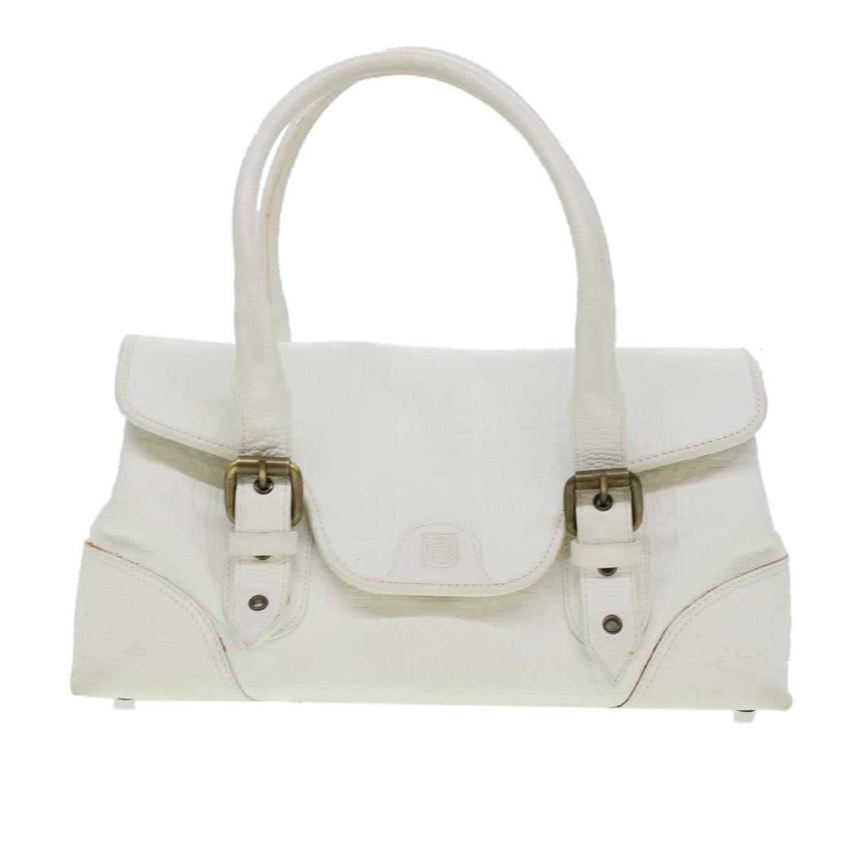 BURBERRY Shoulder Bag Leather White Auth bs5985