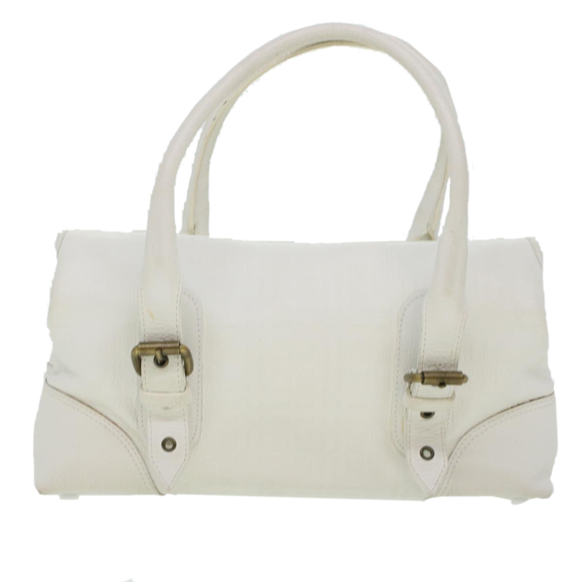 BURBERRY Shoulder Bag Leather White Auth bs5985