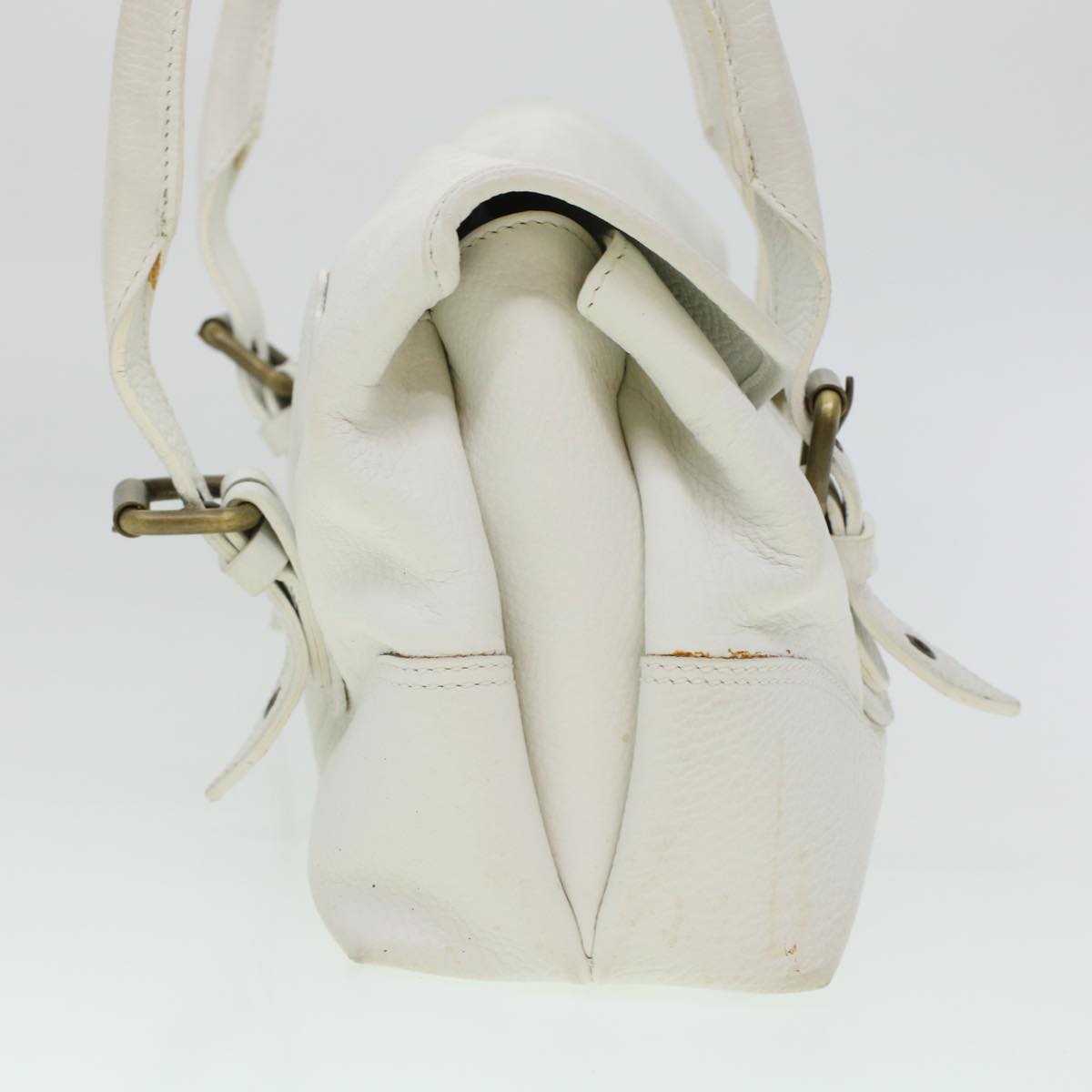 BURBERRY Shoulder Bag Leather White Auth bs5985